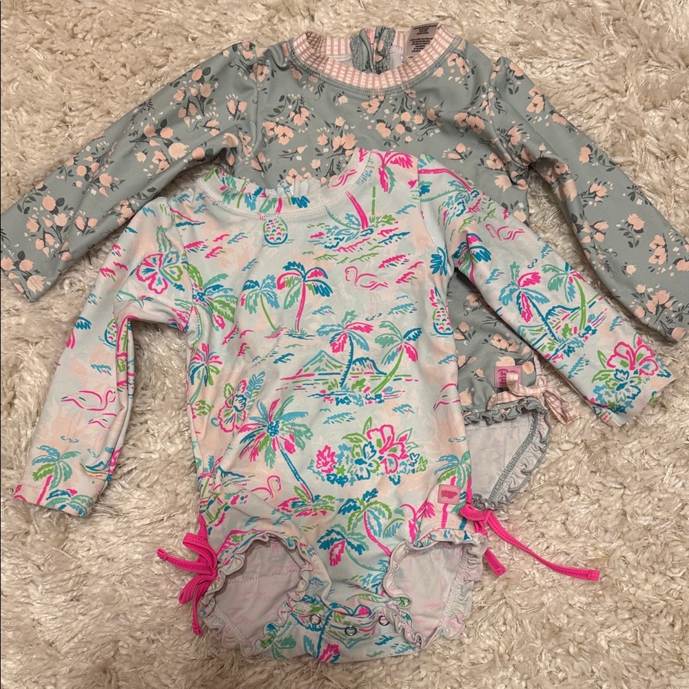 Ruffle Butts Tropical and Floral Baby Set
